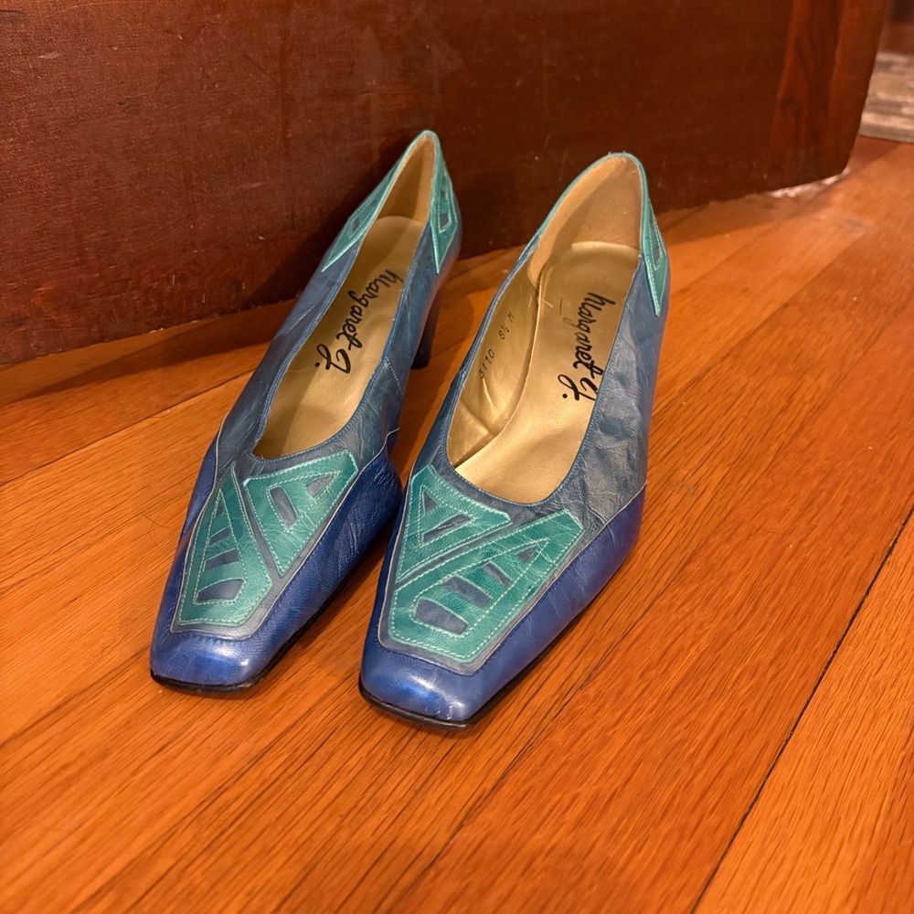 Vintage Blue and Teal Leather Heels